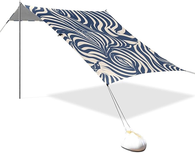 Animal Print Style Steelblue Beach Cabana Tent UPF50 Lightweight Sun Shelter with Sand Shovel for Camping Trips Fishing Backyard Fun or Picnics