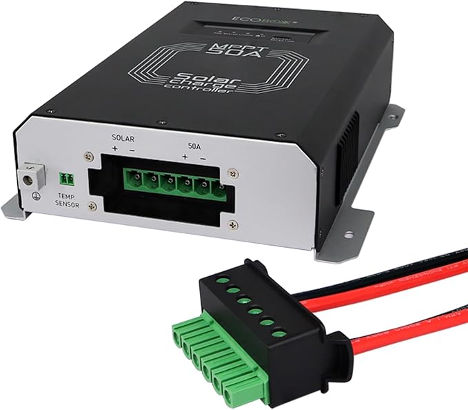 50 Amp MPPT Solar Charge Controller 12/24V Auto Detection Commercial Grade Multi-Charging Modes with Reverse Polarity Protection for Home and RV Use