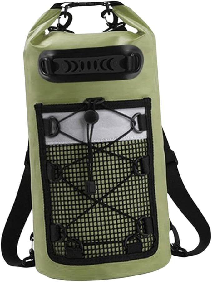 Dry Bag Backpack Mesh Pocket Reflective Warning Strip Green Accessory for Hiking Boating Swimming Men/Women Beach 20 L