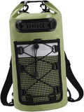 Dry Bag Backpack Mesh Pocket Reflective Warning Strip Green Accessory for Hiking Boating Swimming Men/Women Beach 20 L