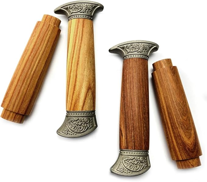 1PC Wooden Knife Handle Replacement Fits for Kitchen Knives Blank Knife Grip with Steel Knife Finger Guard Protector