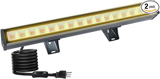 Warm White Wall Washer Light 17 Inch 2 Pack 3000K Patio Flood Light 48W IP66 Outdoor Bar Light for Landscape Church Yard Garden Building