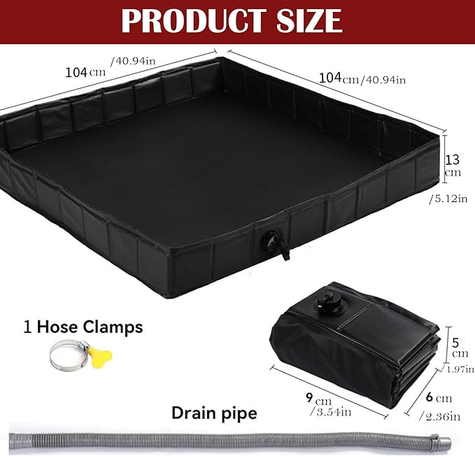 Upgraded Portable Shower Pan 41 x 41 x 5 Foldable RV Shower Pan with Drain Hose &amp Pouch Outdoor Shower Floor Camping Shower Base to Keep Feet Clean for Outdoor Indoor Camping Beach