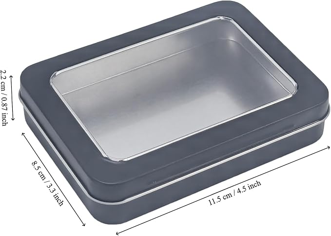 Rectangular Black Metal Tins with Lids Bundle 4.5 x 3.3 x 0.9 inch