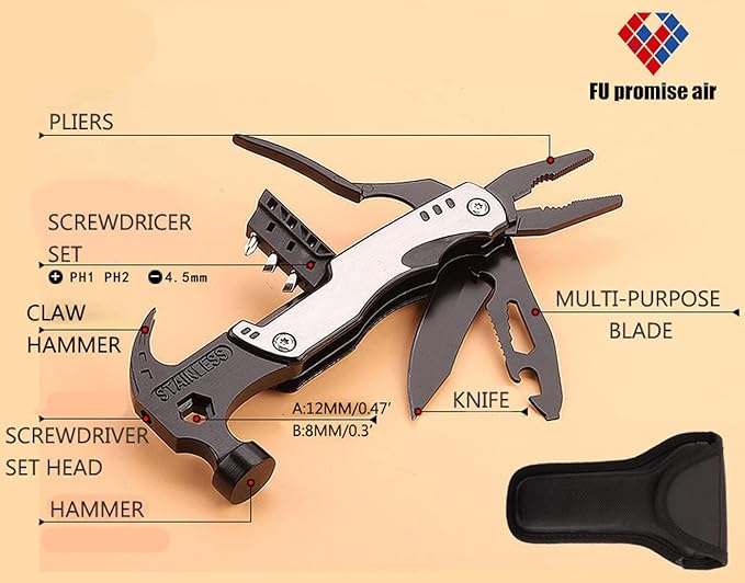 Stainless Steel Multipurpose Tool Kit Portable &amp Heavy Duty Light Weight &amp Durable Pocket Multi Tool Kit Suitable as Camping Multitool Emergency Pocket Tools