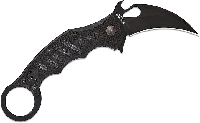 Fox Knives FX-599 G10 Black Emerson Wave Folding Karambit Rapid One-Handed Deployment Teflon Coating Black Idroglider Blade Finish Pocket Clip