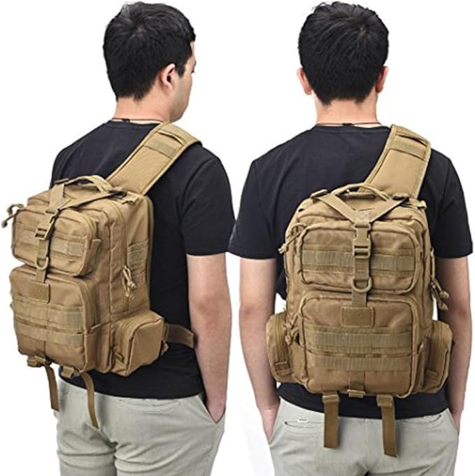 REEBOW GEAR Tactical Sling Bag Military Style Single Shoulder Sling Pack (Style 03-Black)