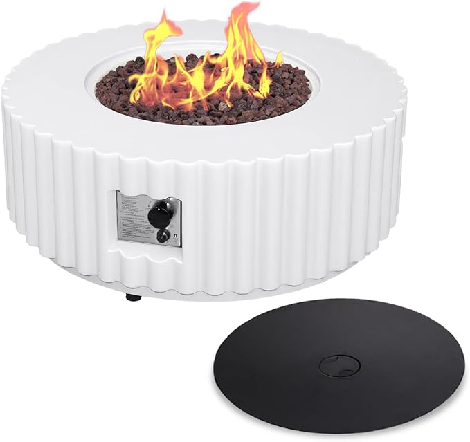 Afterglow Firepits All Terrafab External Gas Tank for Outdoor Use Round 50000Btu White