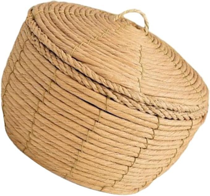 KOMBIUDA Handwoven Round Storage Basket Lid Large Decorative Rope Basket for Table Pantry Home Organization Versatile Food and Toy Storage