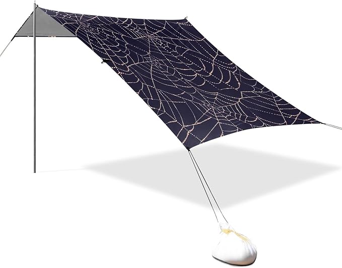 ALAZA Pearl Spider Web Pattern Beach Tent Sun Shelter UPF50+ Protection Beach Shade Canopy w/ 4 Sandbags for Outdoor Camping Fishing Backyard Fun Picnic 10x9 ft