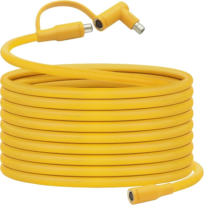 Solar Panel Extension Cable for Jackery 30FT 14AWG 8mm DC Connector Compatible with Yeti Anker BLUETT Jackery Portable Power Stations for Outdoor Camping RV Emergency Use (Yellow)