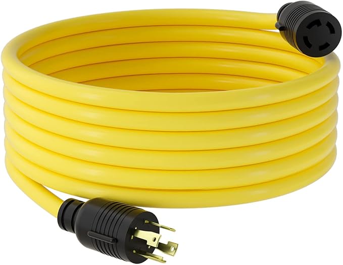 25 Feet NEMA L14-30P/L14-30R Generator Extension Cords 4 Prong Heavy Duty 30 Amp125/250VUp to 7500W 10AWG Cable and The Cable UL CertificationYellow