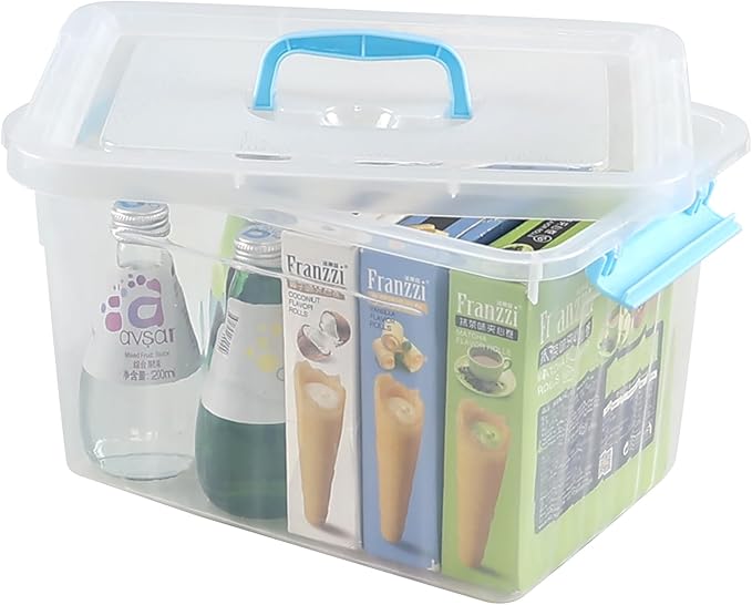 12 Quart Plastic Bin with Handles Clear Latching Storage Box 1 Pack