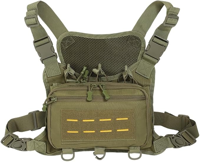 MiOYOOW Chest Bag Multi-compartment Waterproof Breathable Tactical Chest Rig Pack with Adjustable Shoulder Strap for Cycling Biking Work
