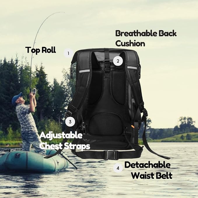 Waterproof Roll Top Kayak Dry Backpack Floating Outdoor Dry Sack Boating Sailing Canoeing Rafting Fishing Camping 85L Black
