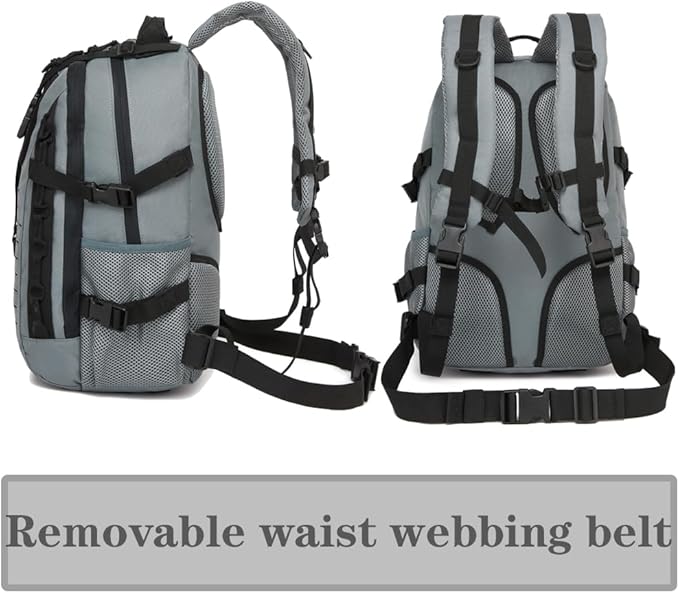 Military Tactical Backpack For Men Laser-Cut Molle Daypack 3 Day for HikingWorkingTravel (black grey)