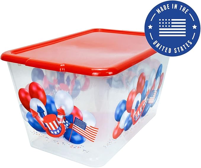 58 QT Stackable Plastic Storage Bins with Lids 4-Pack Large Clear Storage Bins for Organizing Garage Closet Durable Nestable Containers Made in USA