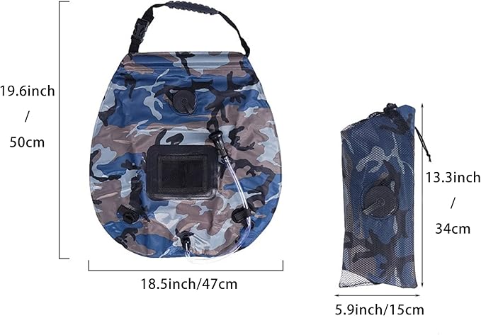 Portable Shower Bag PVC Travel Washing Kit Camping Accessories 5 Gallons 20 Liters Suitable for Outdoor Travel Camping Hiking 18.5x19.6inch