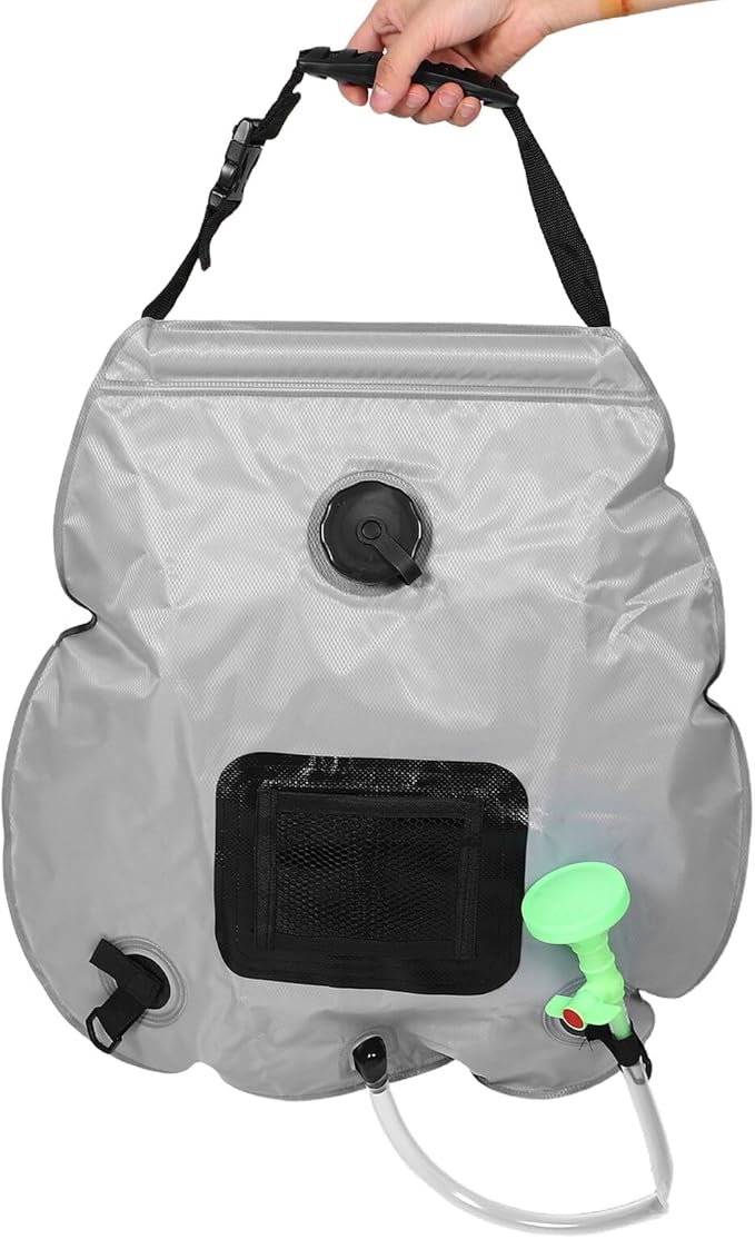 Mikikit 20l Solar Heating Outdoor Shower Bag with Switchable Shower Head and Removable Hose for Beach Travel and Outdoor Use