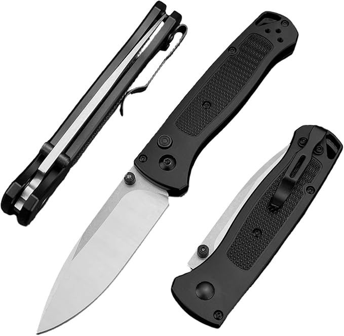 HUAAO EDC Pocket Knife 3.19-inch D2 Steel Blade Lightweight Black Aluminum Handle with Thumb Post Unisex Portable Folding Knife Suitable for Outdoor Camping and Everyday Use