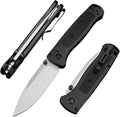 HUAAO EDC Pocket Knife 3.19-inch D2 Steel Blade Lightweight Black Aluminum Handle with Thumb Post Unisex Portable Folding Knife Suitable for Outdoor Camping and Everyday Use