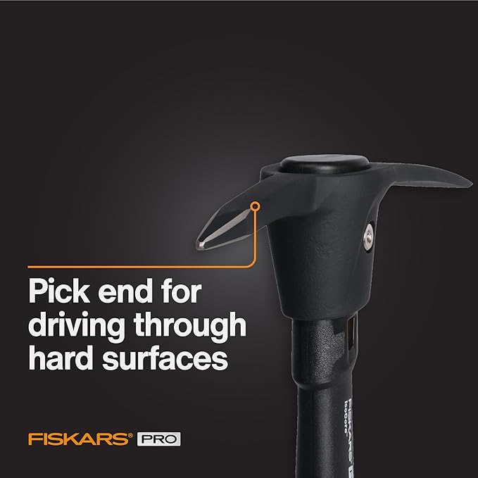 Fiskars IsoCore Pickaxe Mattock with Shock-Absorbing Handle Dual-Head Tool for Roots &amp Rocks 1.5 lb