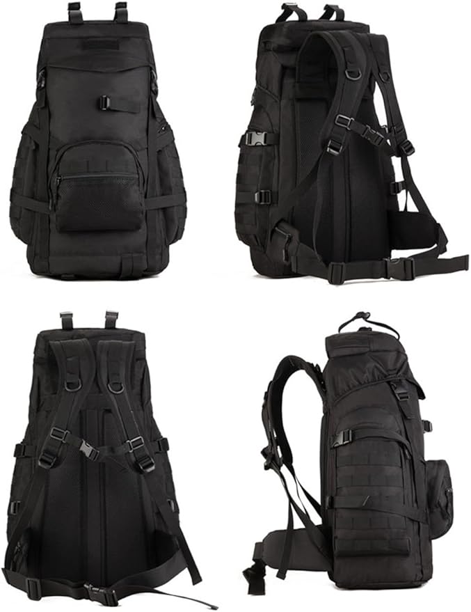 Huntvp 55L Tactical Military MOLLE Backpack Rucksack (Black)