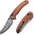 CIVIVI Sixgill Folding Pocket Knife for EDC 3.41'' Damascus Blade Guibourtia Wood Handle Deep Carry Reversible Clip Gift for Men Women C24050-DS1