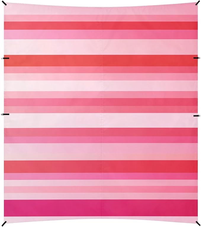 ALAZA Pink Red Striped Beach Tent Sun Shelter Portable Canopy Sunshade for Outdoor Camping Picnics Backyard Fun 10x9 ft