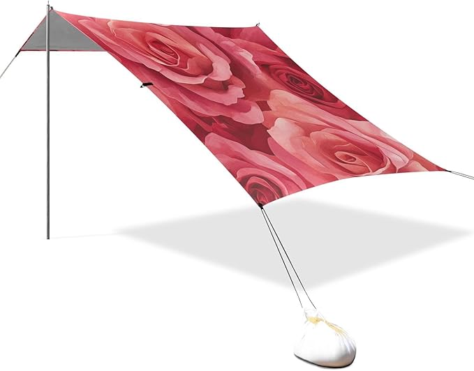 ALAZA Red Rose Seamless Beach Tent Sun Shelter Portable Canopy Sunshade for Outdoor Camping Picnics Backyard Fun 10x9 ft
