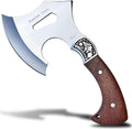 Camping Hatchet Overall 8.5in w/4in Blade Compact Camp Axe Stainless Steel Blade and Comfortable Wooden Grip Outdoor Hunting Survival Hiking Tactical Axe Tomahawk Sheath Included