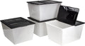 Storex 16 Gallon (60L) Storage Tote with Folding Lid 22.7 x 18.25 x 12.86 Inches Frost/Black 4-Pack (00900A04C)