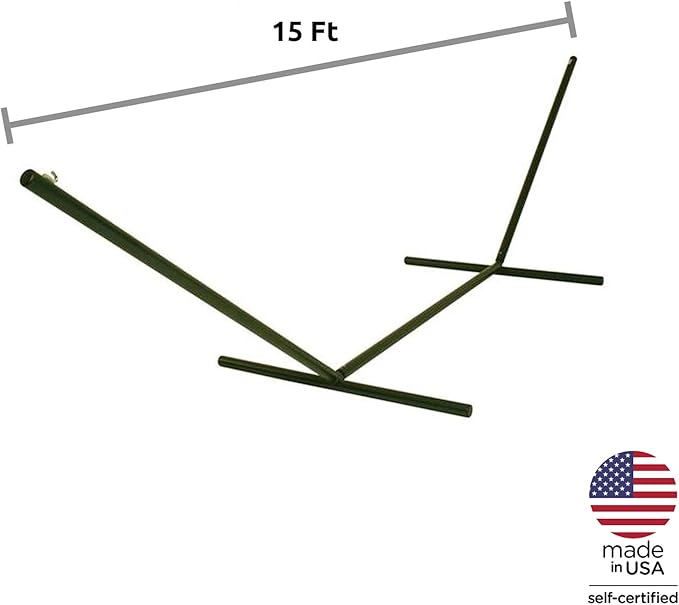 Hatteras Hammocks 15 ft. Tri-Beam Steel Hammock Stand with Right Connection Design and Cape Shield Powder Coating 600 LB Weight Capacity Handcrafted in The USA - Green