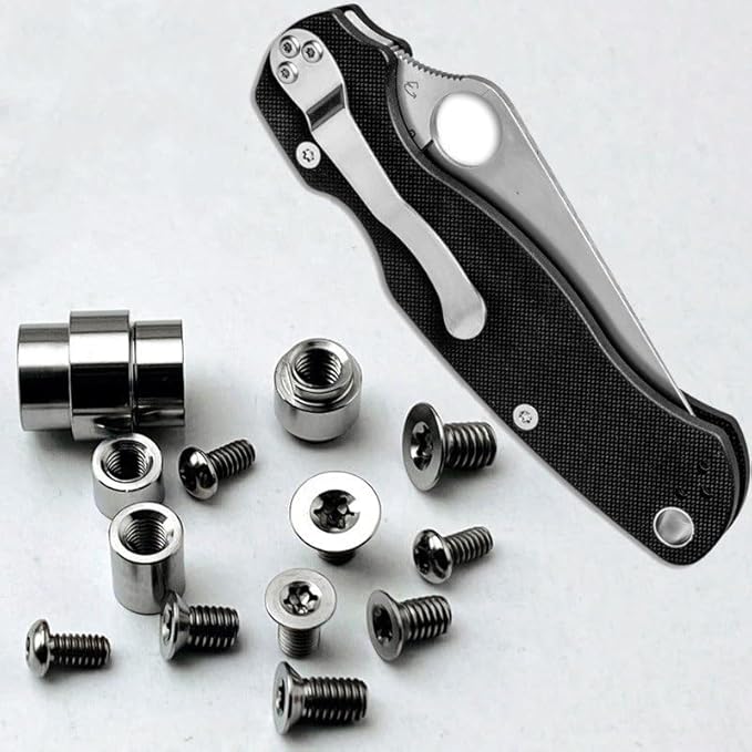 7-Piece Set Titanium Screw Set Fits for C81 Scales Handle CNC Scale Handle DIY Screw Replacement(Blue)