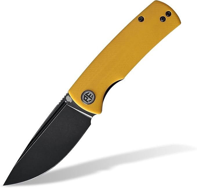 Petrified fish PFP01X Beluga2.99 14C28N Sand blasting Blade95.6g G10 Hande Front Flipper Liner lock Folding knife (Yellow G10 Black Stonewashed)