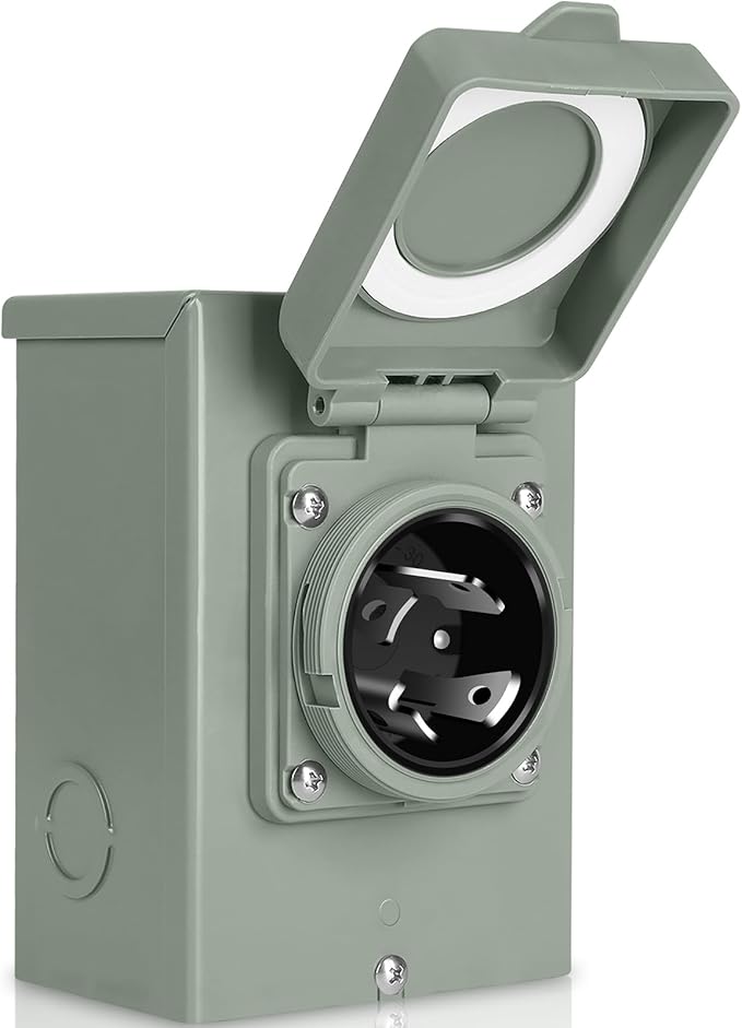WELLUCK 30 Amp Generator Inlet Box - NEMA L14-30P Power Inlet Box for 3R 4-Prong Generator Cord 125/250V 7500W Weatherproof Outdoor 30a Power Inlet Box - ETL Listed Best Partner in Emergencies