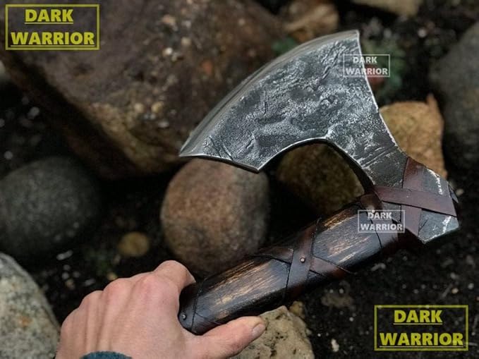 Virk Crafts || Two Handed Large Berserker Axe Large Norse AxesScandinavian Style Viking Axe Double Headed ax Real Battle ax Wood Handle self Defense Weapons War Hatchet
