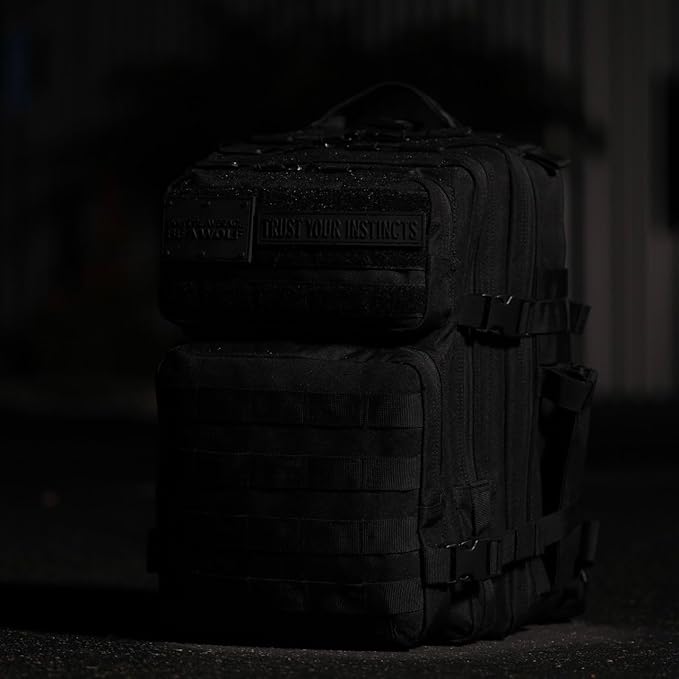 WOLFpak 25L Tactical Gym Backpack (Nightshade Edition) Durable 1000D Waterproof Oxford Material with MOLLE Webbing Laptop Pocket &amp Dual Cup Holders