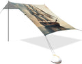 xigua Sailing Boat Beach Tent Sun Shelter with Carrying Bag - Silver Coated Oxford Fabric Beach Canopy for Beach Camping Fishing - Includes Windproof Ropes Sandbags &amp Stakes