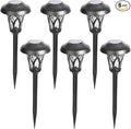 GIGALUMI 6 Pack Solar Pathway Lights Outdoor Metal Glass &amp ABS Solar Landscape Lights Waterproof IP65 Warm White Solar Powered Garden Lights for Yard Patio Walkway Driveway (Black)