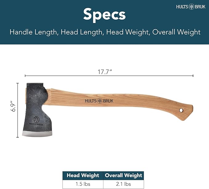 Hults Bruk 840771 Spika Hunting &amp Forest Axe - 1.5 lb Head 17.5 Handle