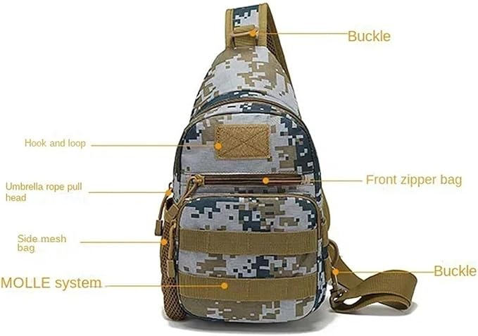 Tactical Shoulder Bag Men Hiking Backpack Nylon Outdoor Hunting Fishing Molle Trekking Sling Bag(Black)