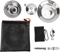 Stainless Steel Camping Dinnerware SetInclude Plate Bowl Cup Fork Spoon KnifePortable Single Person Cookware for Camping Picnic Hiking