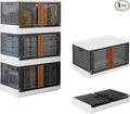 3 Pack 8.4 Gallon Collapsible Storage Boxes Lidded Storage Box with Door and Wheels for Books Towels and Clothes Folding Storage Box for Home White