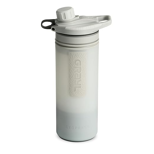 GRAYL GeoPress 24 oz Water Purifier Bottle - Filter for Hiking Camping Survival Travel (Peak White)