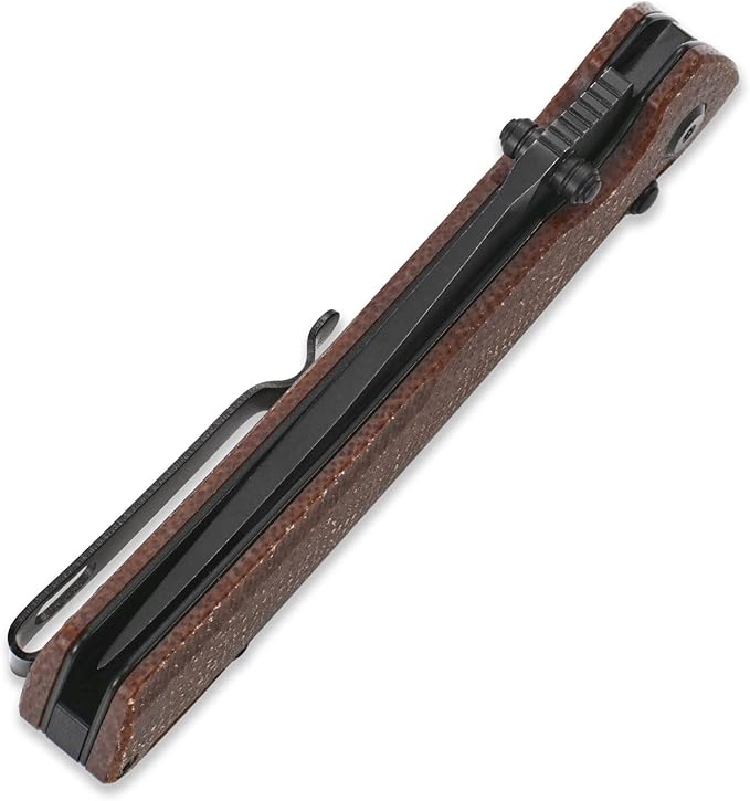 Sitivien ST124 Folding Pocket Knife D2 Steel+Micarta HandleBall Bearing Pivot Axis lock with Pocket Clip for CampingOutdoor EDC Knife Tool-Brown