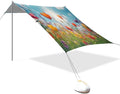 Spring Flowers Beach Tent Sun Shelter Set UPF50+ UV Protection 10.5 x 9.19 FT Camping Shade Canopy with Sandbags Sand Anchors Carrying Bag and Others