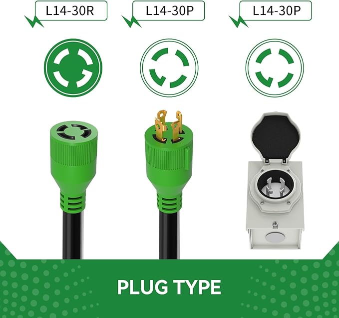 30 Amp Generator Cord 40FT and Power Inlet Box Pre-Drilled 30 Amp Generator Inlet Box with Cord NEMA L14-30P to L14-30R Generator Cord Waterproof Combo Kit ETL Listed