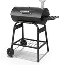 Outvita Barrel Charcoal Grill with Warming Rack Outdoor BBQ Grill with Side Front Table with Spacious Cooking Grid Area for Backyard Patio Picnic Parties Camping Black