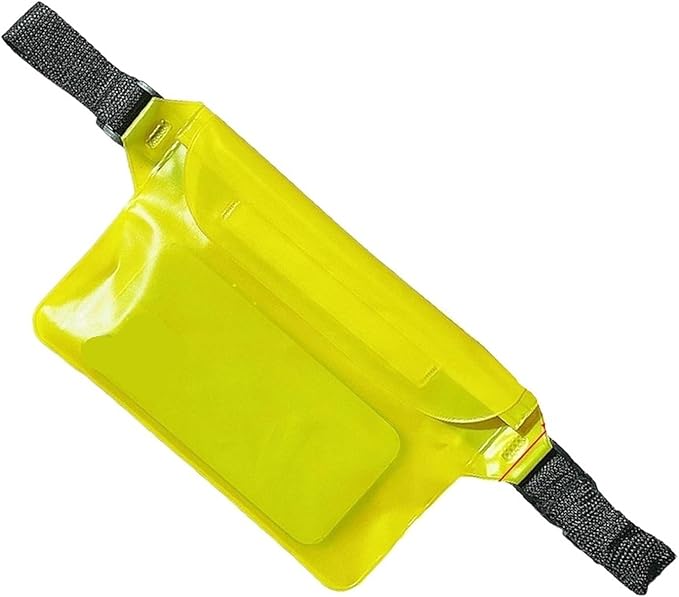 Waterproof Dry Bag Waterproof Swimming Bag Ski Drift Diving Shoulder Waist Pack Bag with Waist Strap Phone Fanny Pack Mobile Belt Bag for Rafting for SwimmingBoating(Yellow)